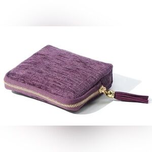 Purple Velveteen Zipper Pouch Bag with Tassel